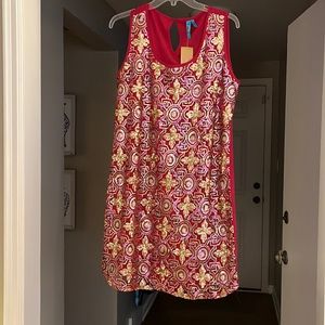 Pink sequin shift dress